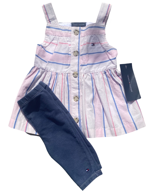Tommy Hilfiger striped tunic dress & leggings (size 9-12mths)