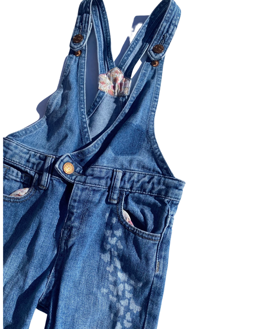 Mango kids mid wash denim baby dungarees (size 18-24mths)