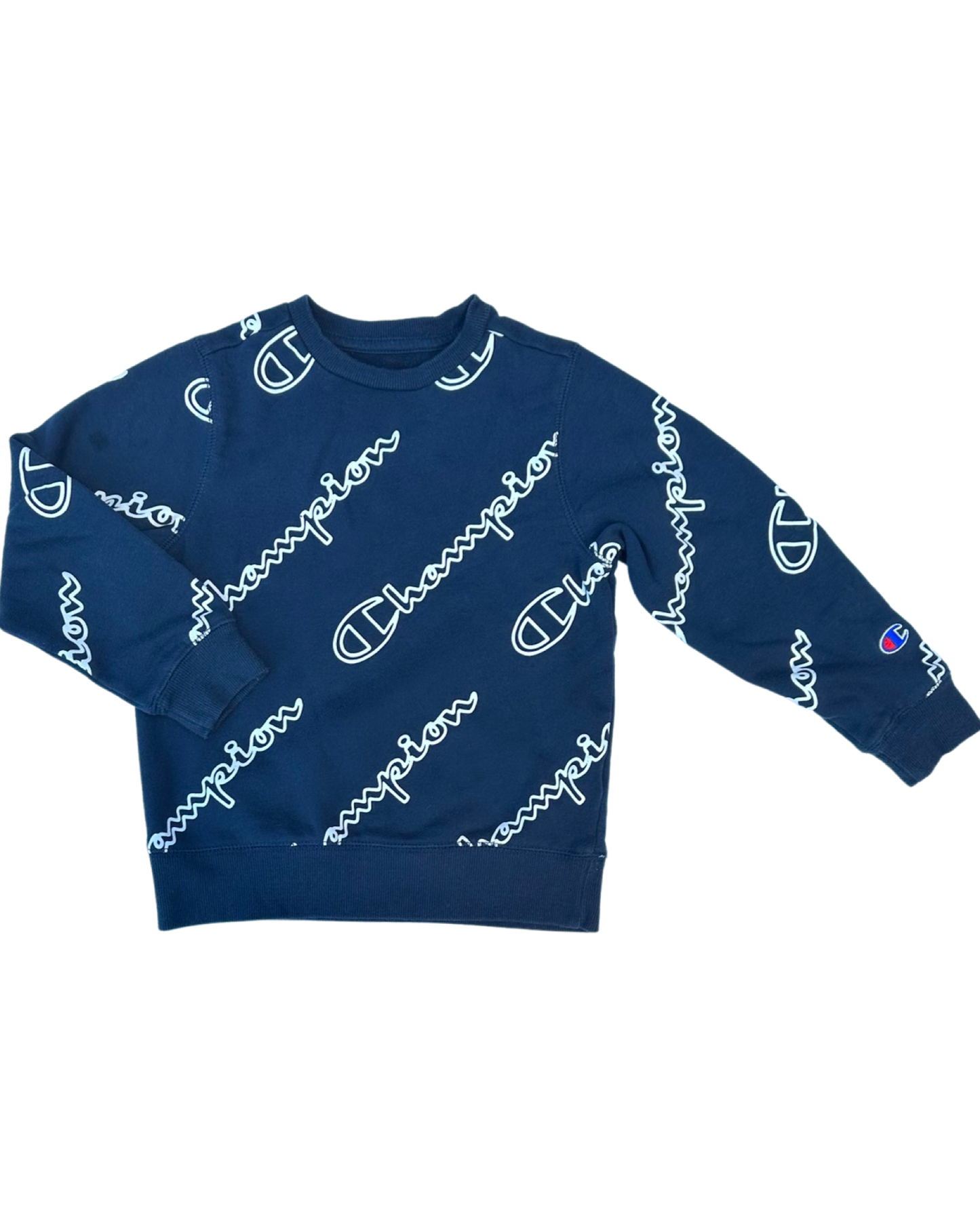 Champion navy logo print vintage sweatshirt (5-6yrs)