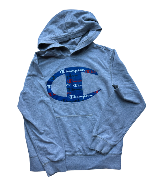 Vintage Champion logo hoodie in grey (8-9yrs)