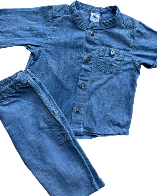 Petit Bateau denim 2 piece set (size 3-6mths)