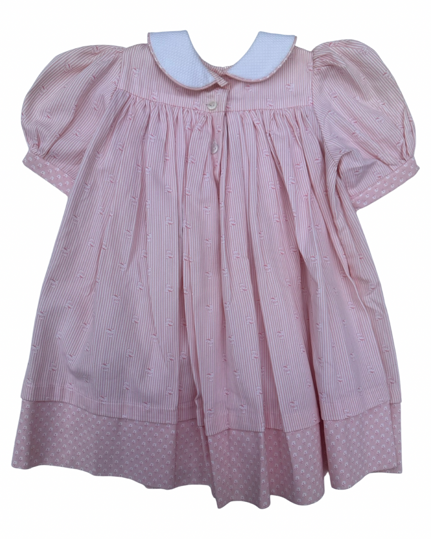 Handmade smocked cotton dress in pale pink (size 2-3yrs)