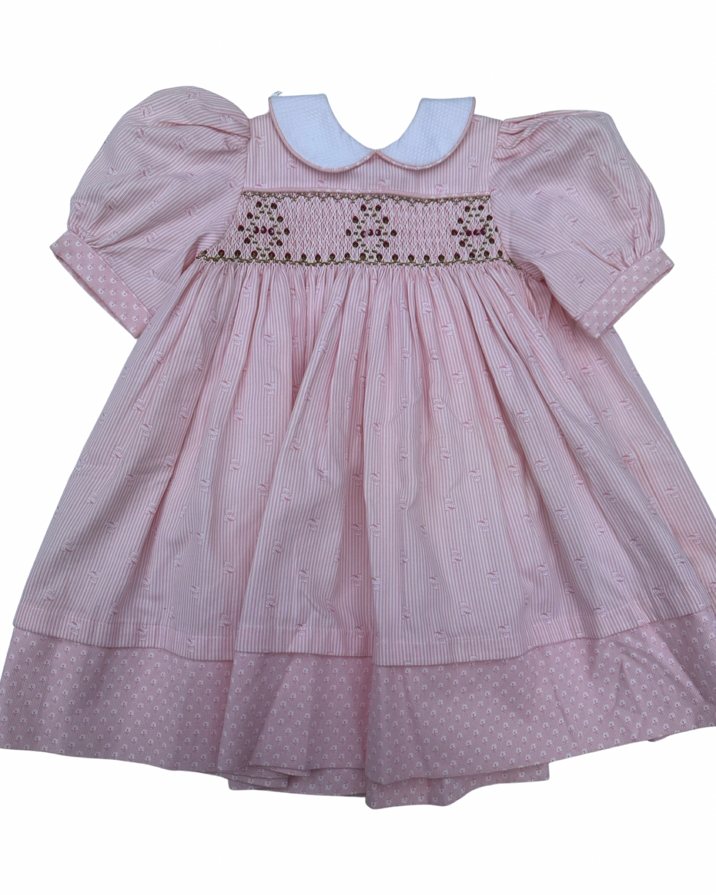 Handmade smocked cotton dress in pale pink (size 2-3yrs)